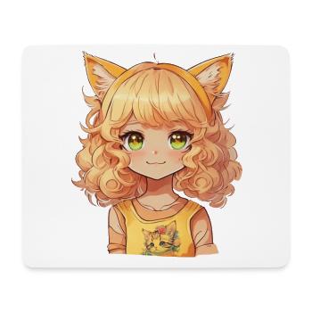 Anime Cat Girl Manga Cat Kawaii Kitten - Tapis de souris (format paysage) - blanc - Devant