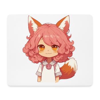 Anime Kawaii Manga Girl Fox Chibi Otaku - Tapis de souris (format paysage) - blanc - Devant