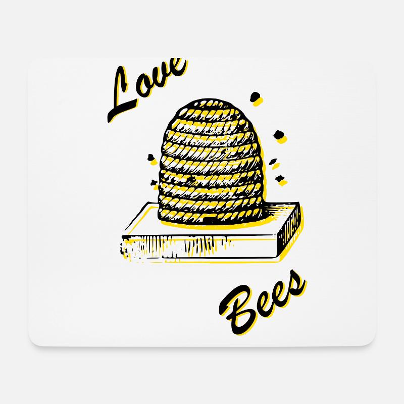 Love Bees in schwarz gelb - Mousepad (Querformat) - Weiß