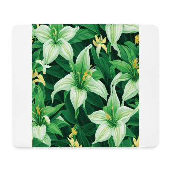 Lily Lily Pattern Flowers Plant Nature - Mouse Pad (horizontal) - white - Front