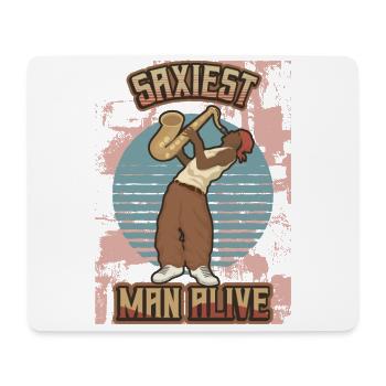 Saxiest Man Alive, Lustiges Saxophon - Mousepad (Querformat) - Weiß - Vorne
