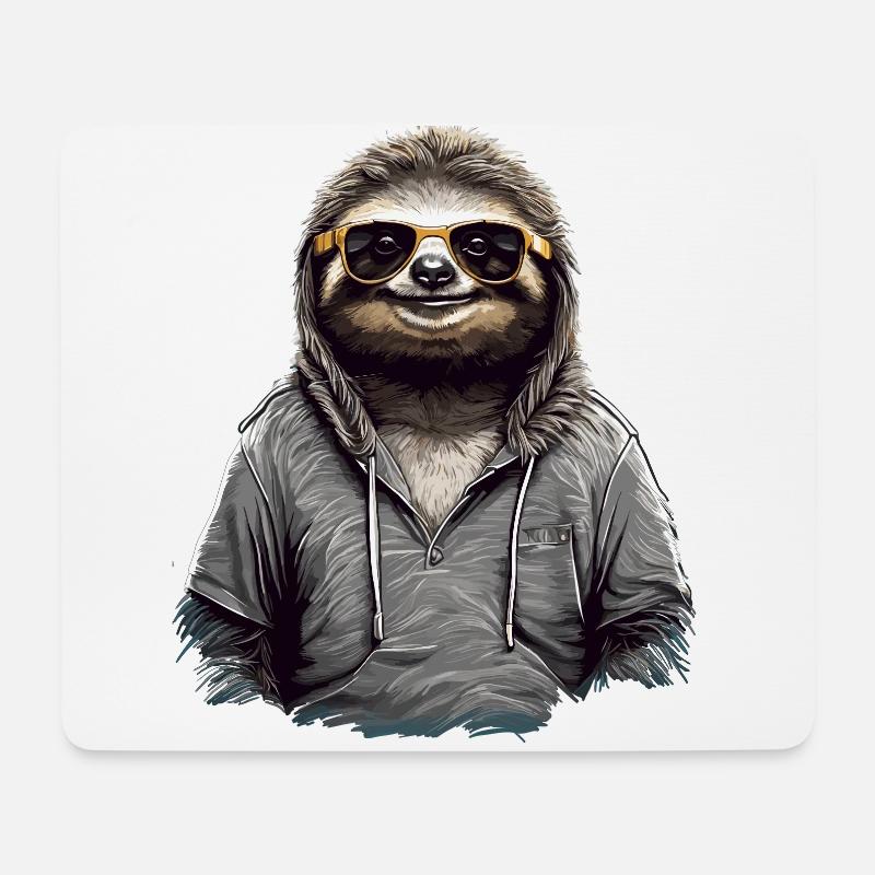Urbanes Faultier - Coole Sonnenbrille Design - Mousepad (Querformat) - Weiß