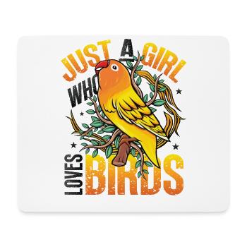 Girls Bird Lover - Nur Ein Mädchen, Das Vögel mag - Mousepad (Querformat) - Weiß - Vorne