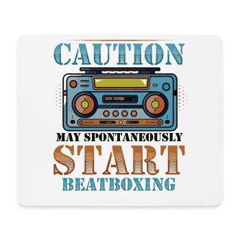Vorsicht Kann Spontan Anfangen Zu Beatboxen - Mousepad (Querformat) - Weiß - Vorne