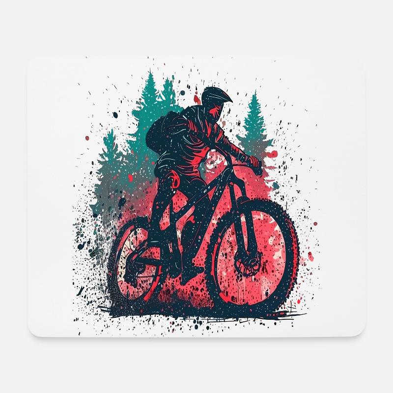 Vintage Mountainbike MTB Downhill Radfahrer - Mousepad (Querformat) - Weiß