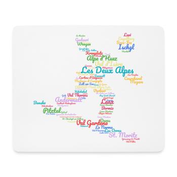 Ski Alp resorts, word cloud, snowboard - Mouse Pad (horizontal) - white - Front