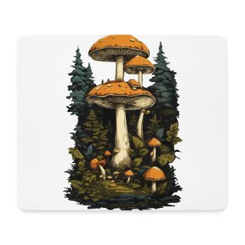 Champignons dans le style vintage champignons de forêt art cueilleurs de champignons - Tapis de souris (format paysage) - blanc - Devant