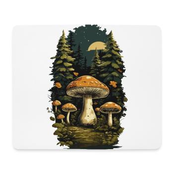 Porcini mushroom retro design collecting in the forest nature mushrooms - Mouse Pad (horizontal) - white - Front