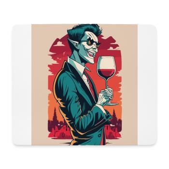 Gruseliger Vampir mit Rotwein Halloween Design - Mousepad (Querformat) - Weiß - Vorne