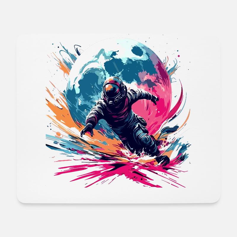Astronaut Farbenfroh Mondläufer Astro Lauf - Mousepad (Querformat) - Weiß