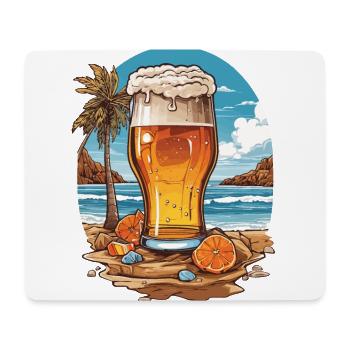 Bière sur la plage, soleil et vacances, amateurs de bière - Tapis de souris (format paysage) - blanc - Devant