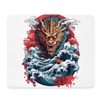 Japanischer Ukiyo-E Kunststil Drache Retro Design - Mousepad (Querformat) - Weiß - Vorne