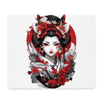Japon Art Anime Geisha Streetwear Design - Tapis de souris (format paysage) - blanc - Devant