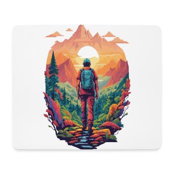Natur Wandern Camping Fantasie Design Berge Wald - Mousepad (Querformat) - Weiß - Vorne