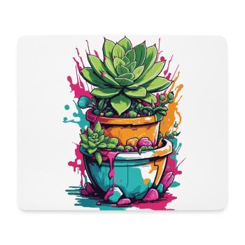 Urban Streetwear Plantes Succulentes Splendeur Végétale - Tapis de souris (format paysage) - blanc - Devant