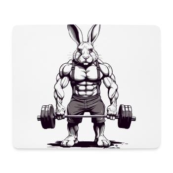 Lustiger Muskel Hase mit Langhantel Design - Mousepad (Querformat) - Weiß - Vorne