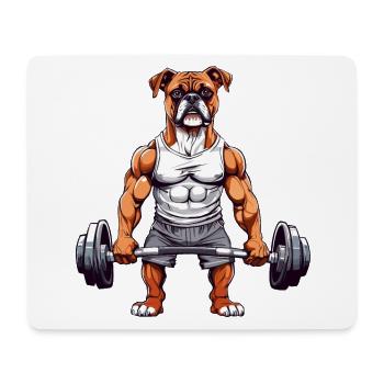 Muscle Boxer Dog Bodybuilding Fun - Mouse Pad (horizontal) - white - Front