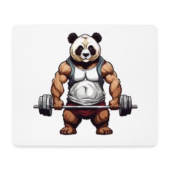 Drôle Panda Ours Bodybuilder Fitness Design - Tapis de souris (format paysage) - blanc - Devant
