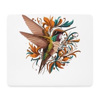 Colibri dans la mer de fleurs - Tapis de souris (format paysage) - blanc - Devant