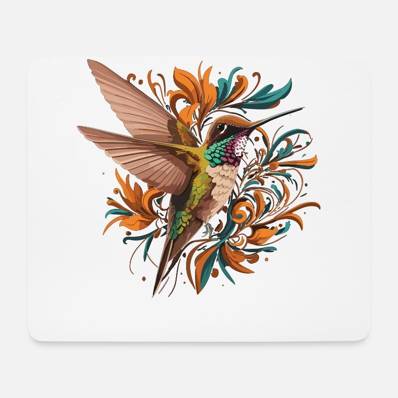 Kolibri im Blütenmeer - Mousepad (Querformat) - Weiß