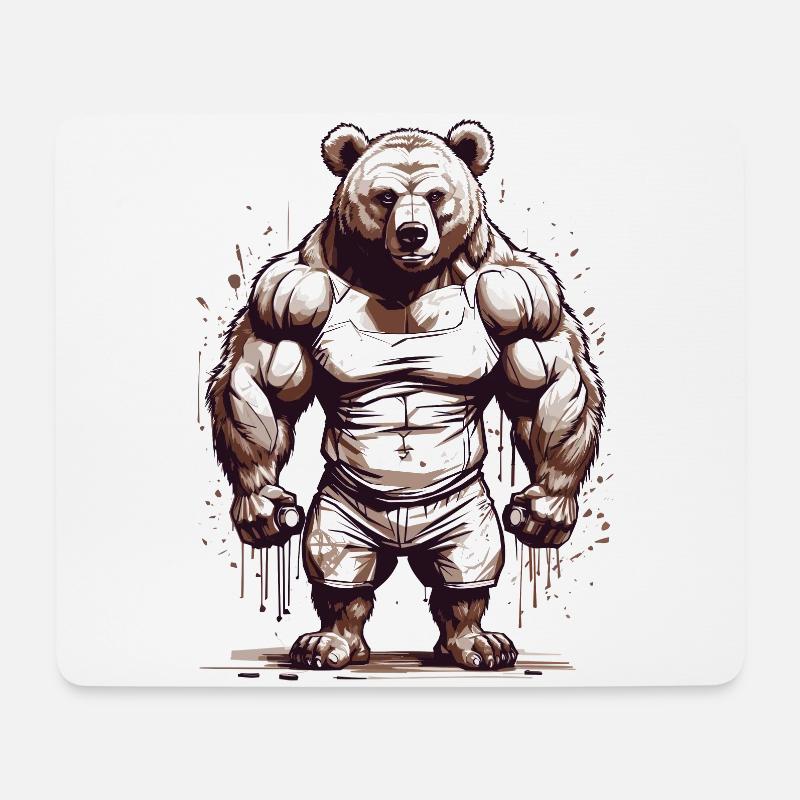 Bodybuilder Bär Papa Stärke Muskeln Liebe - Mousepad (Querformat) - Weiß