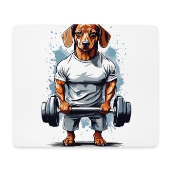 Conception de dynamophilie pour chien teckel de musculation - Tapis de souris (format paysage) - blanc - Devant