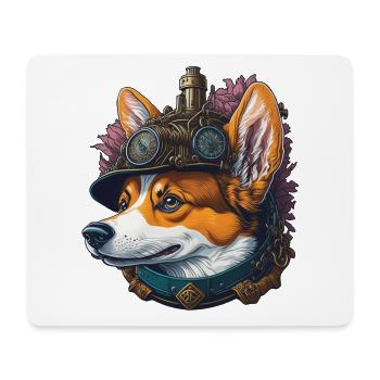 Aesthetic Steampunk Corgi Dog Lover Dog - Mouse Pad (horizontal) - white - Front