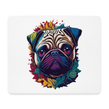 Farbenfrohes Mops Hund Kunstwerk - Mousepad (Querformat) - Weiß - Vorne