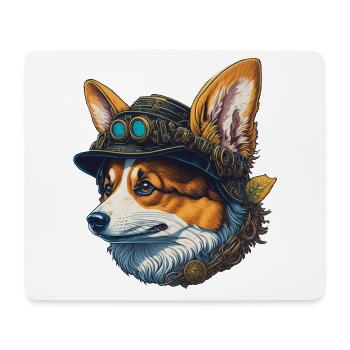 Viktorianischer Steampunk Corgi Hund Design - Mousepad (Querformat) - Weiß - Vorne