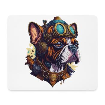 Vintage Steampunk Boxer Dog Machinery Design - Mouse Pad (horizontal) - white - Front