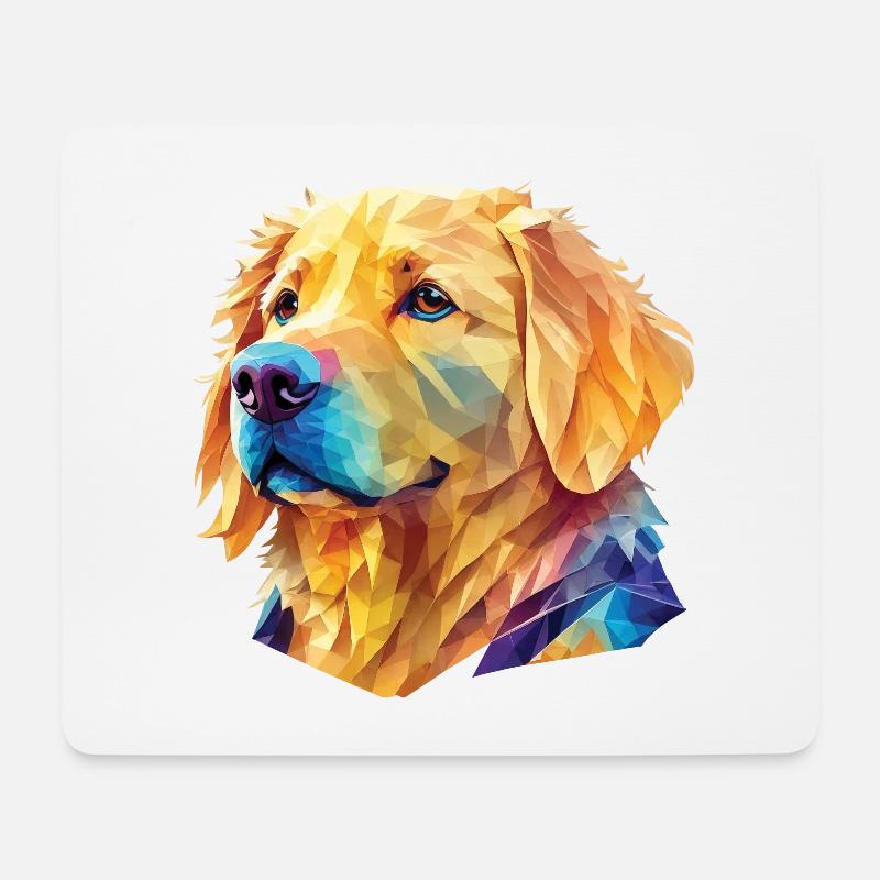 Polygon Golden Retriever - Kunstvolles Hundedesign - Mousepad (Querformat) - Weiß