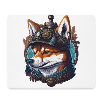 Retro Sci-Fi Shiba Steampunk Vintage Dog - Mouse Pad (horizontal) - white - Front