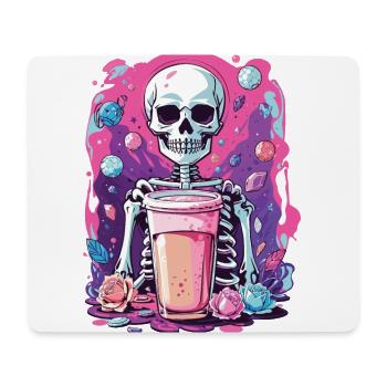 Gothic Bubble Tea Skeleton Halloween Aesthetic - Mouse Pad (horizontal) - white - Front