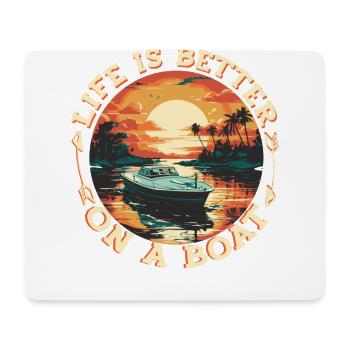La vie de bateau est meilleure sur un bateau ponton. - Tapis de souris (format paysage) - blanc - Devant