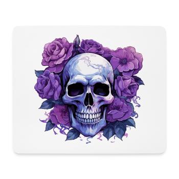 Fleurs éternelles - Crâne et roses violettes - Tapis de souris (format paysage) - blanc - Devant