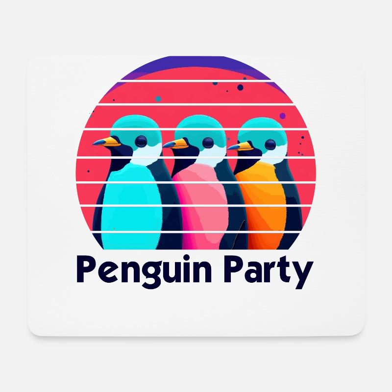 Lustige Antarktis - Bunte Pinguin Party Im Freien - Mousepad (Querformat) - Weiß