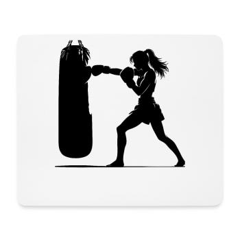Kickbox Frau Kickboxer - Mousepad (Querformat) - Weiß - Vorne