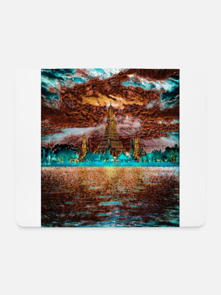 Wat Arun Temple, Bangkok, Thailand - Mousepad (Querformat) - Weiß