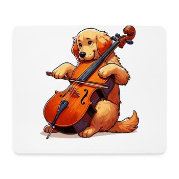 Golden Retriever jouant du violoncelle - Tapis de souris (format paysage) - blanc - Devant