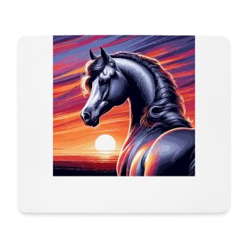 Arabische Pferdezeichnung - Mousepad (Querformat) - Weiß - Vorne