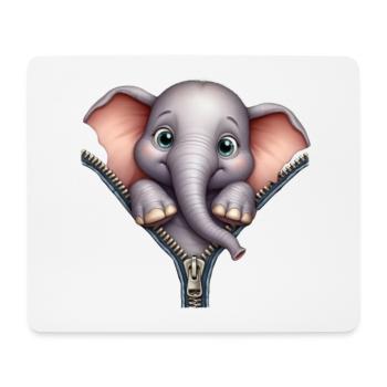 Elephant with zipper - Mouse Pad (horizontal) - white - Front