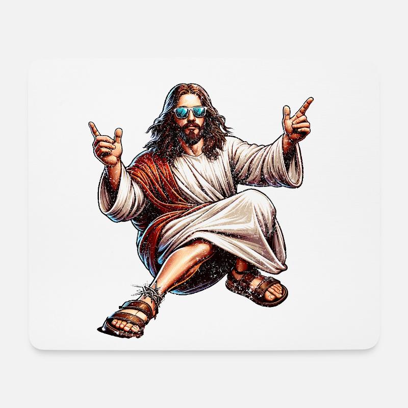 Tanzen Jesus Break Dancing Jesus Lustig Jesus t - Mousepad (Querformat) - Weiß