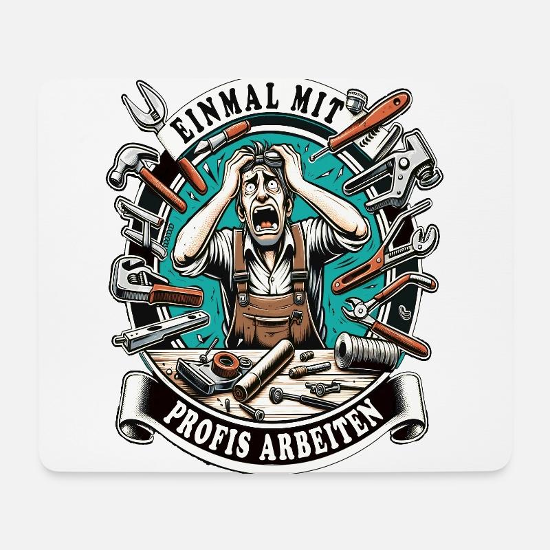 Einmal Mit Profis Arbeiten lustiger Handwerker - Mousepad (Querformat) - Weiß