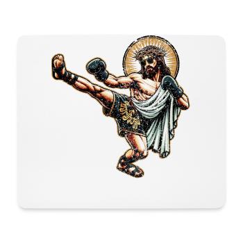 Lustiges Muay Thai Jesus Kickboxen Christliches Geschenk - Mousepad (Querformat) - Weiß - Vorne