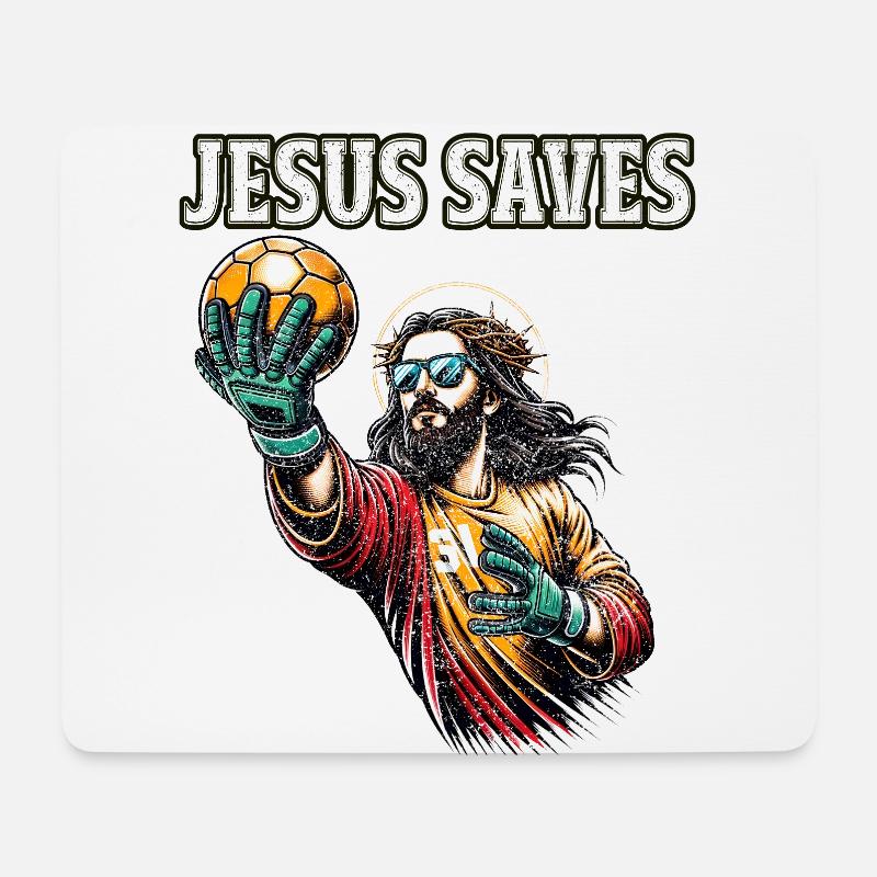 Lustiger Handballspieler Jesus Christian Geschenk - Mousepad (Querformat) - Weiß