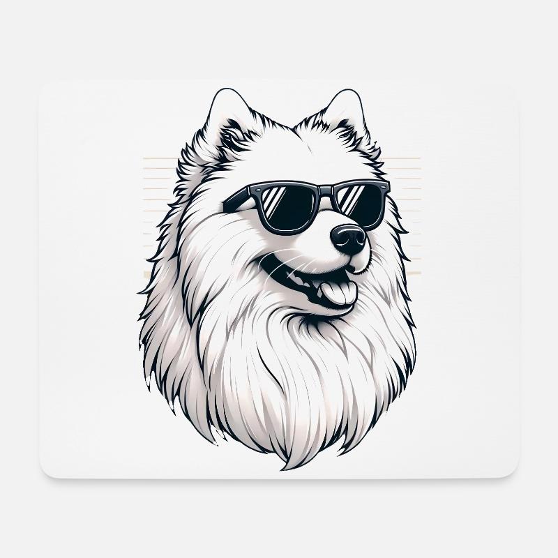 Samojeden Hund Geschenke Niedlicher Samojeden Hund Grafik - Mousepad (Querformat) - Weiß