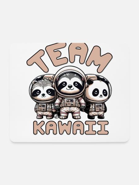 TEAM KAWAII-ASTRONAUTEN: PANDA, WASCHBÄR UND FAULTIER - Mousepad (Querformat) - Weiß