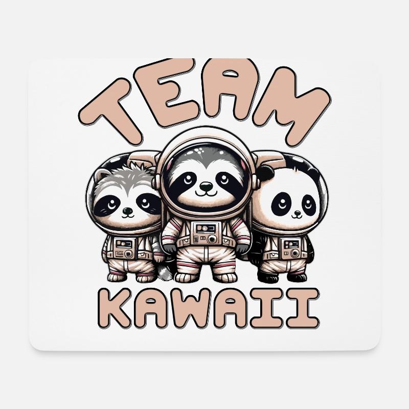TEAM KAWAII-ASTRONAUTEN: PANDA, WASCHBÄR UND FAULTIER - Mousepad (Querformat) - Weiß