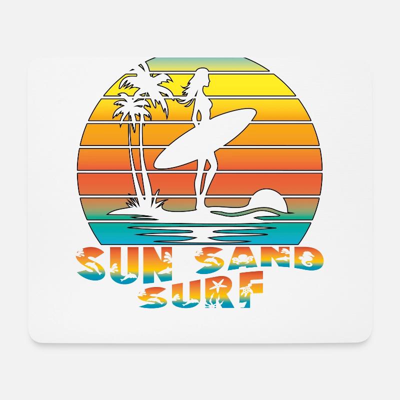 SUN SAND SURF. Sommer, Strand, Meer, Palmen, Cool, - Mousepad (Querformat) - Weiß