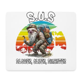 S.O.S Slower Older Smarter. Hiking, Sloth, - Mouse Pad (horizontal) - white - Front
